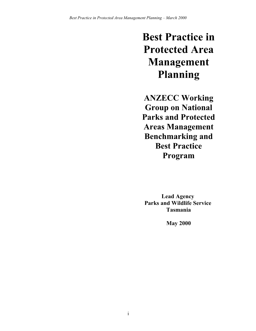 Best Practice in Protected Area Management and Planning
