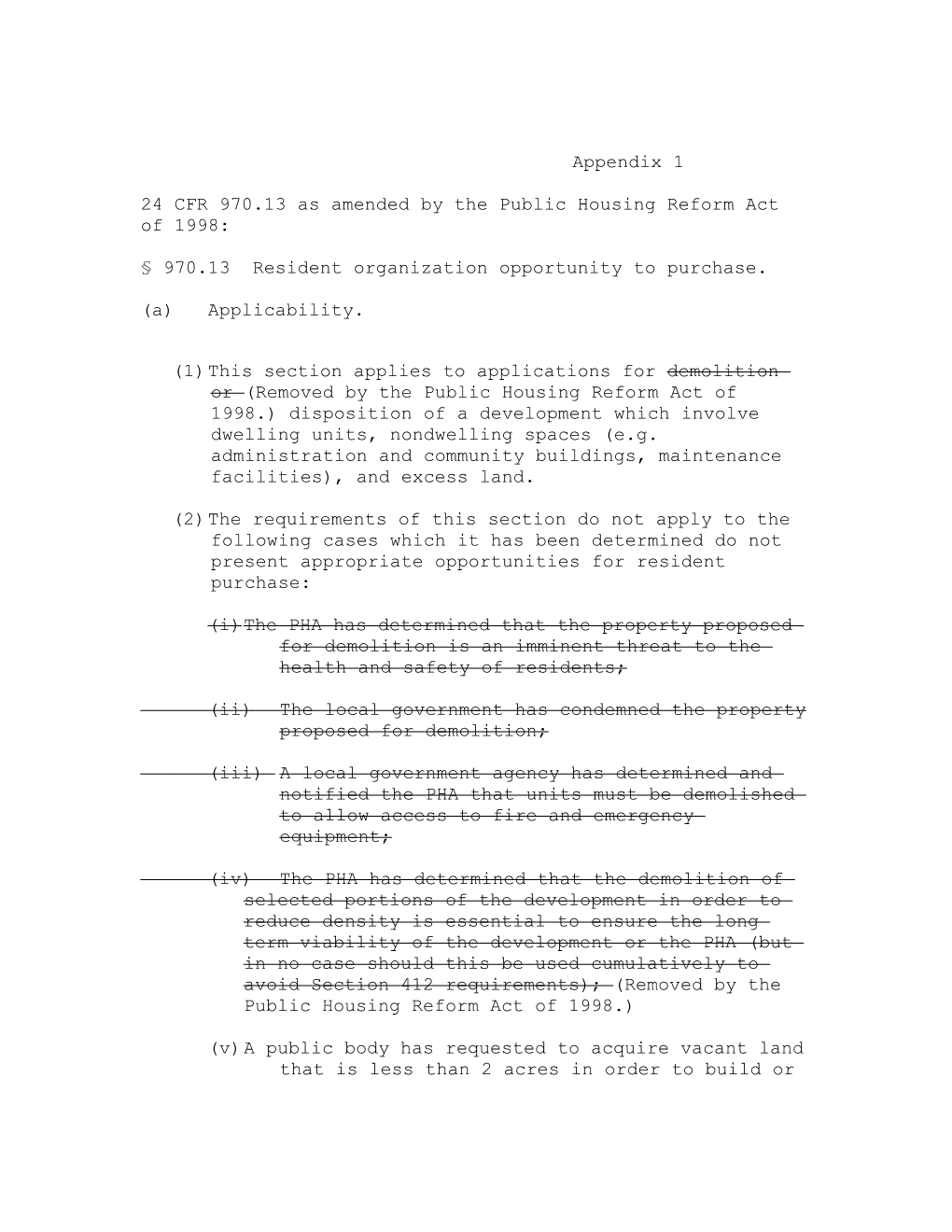 24 CFR 970.13 As Amended by the Public Housing Reform Act of 1998
