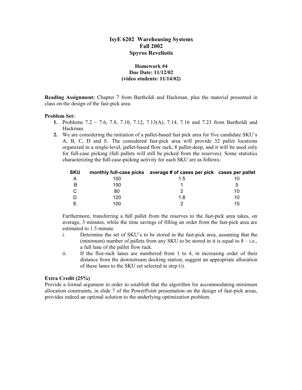 Isye 6202 Warehousing Systems