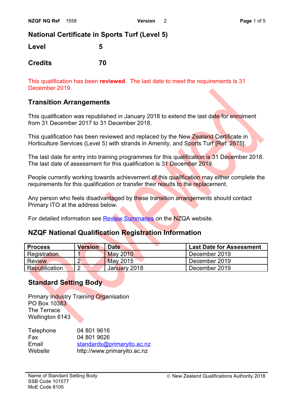 1558 National Certificate in Sports Turf (Level 5)