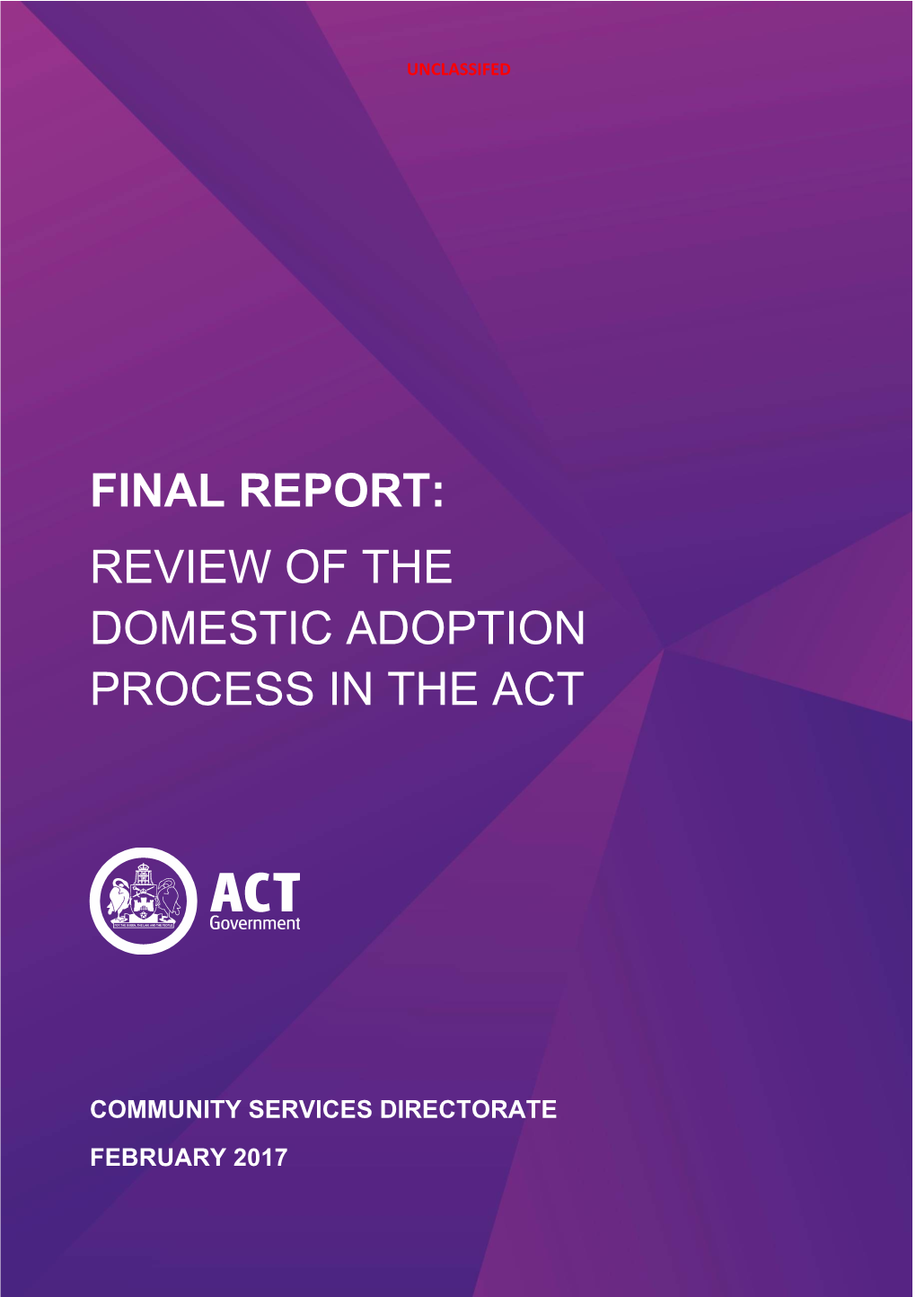 Final Report: Review of the Domestic Adoption Process in the ACT