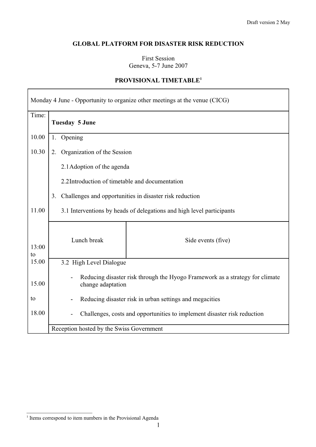 Monday 4 June - Preparatory Day for Mainly Procedural Discussions