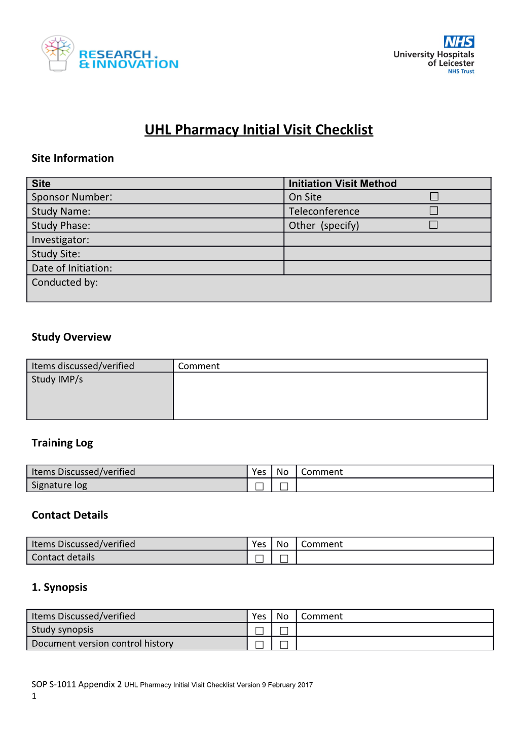 Uhlpharmacy Initial Visit Checklist
