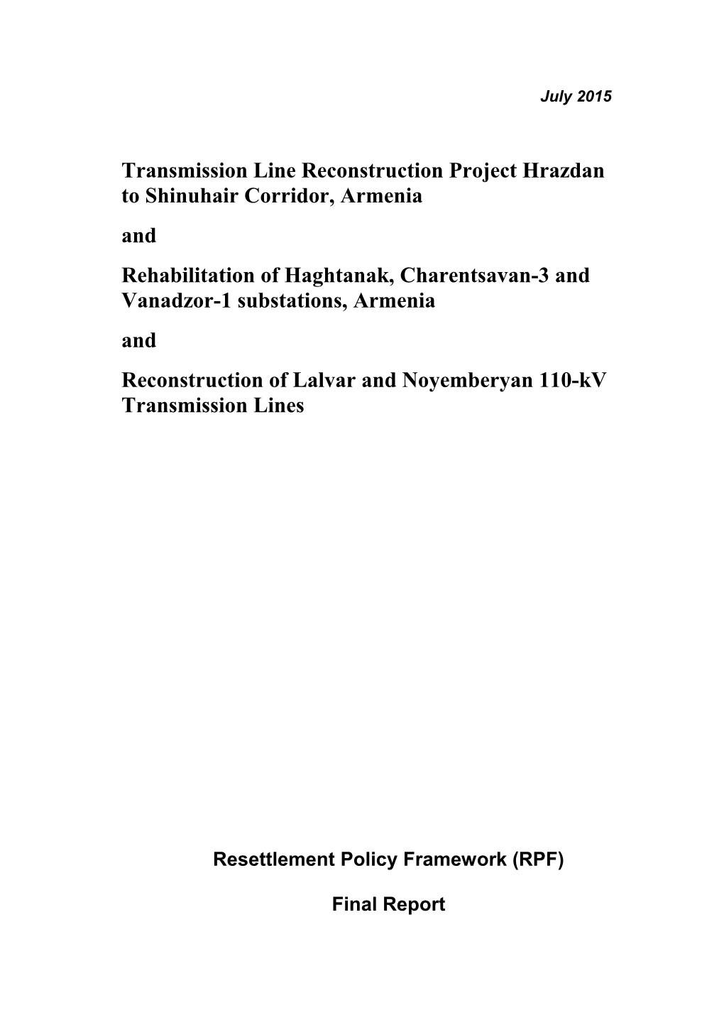 Resettlement Policy Framework (RPF) s1