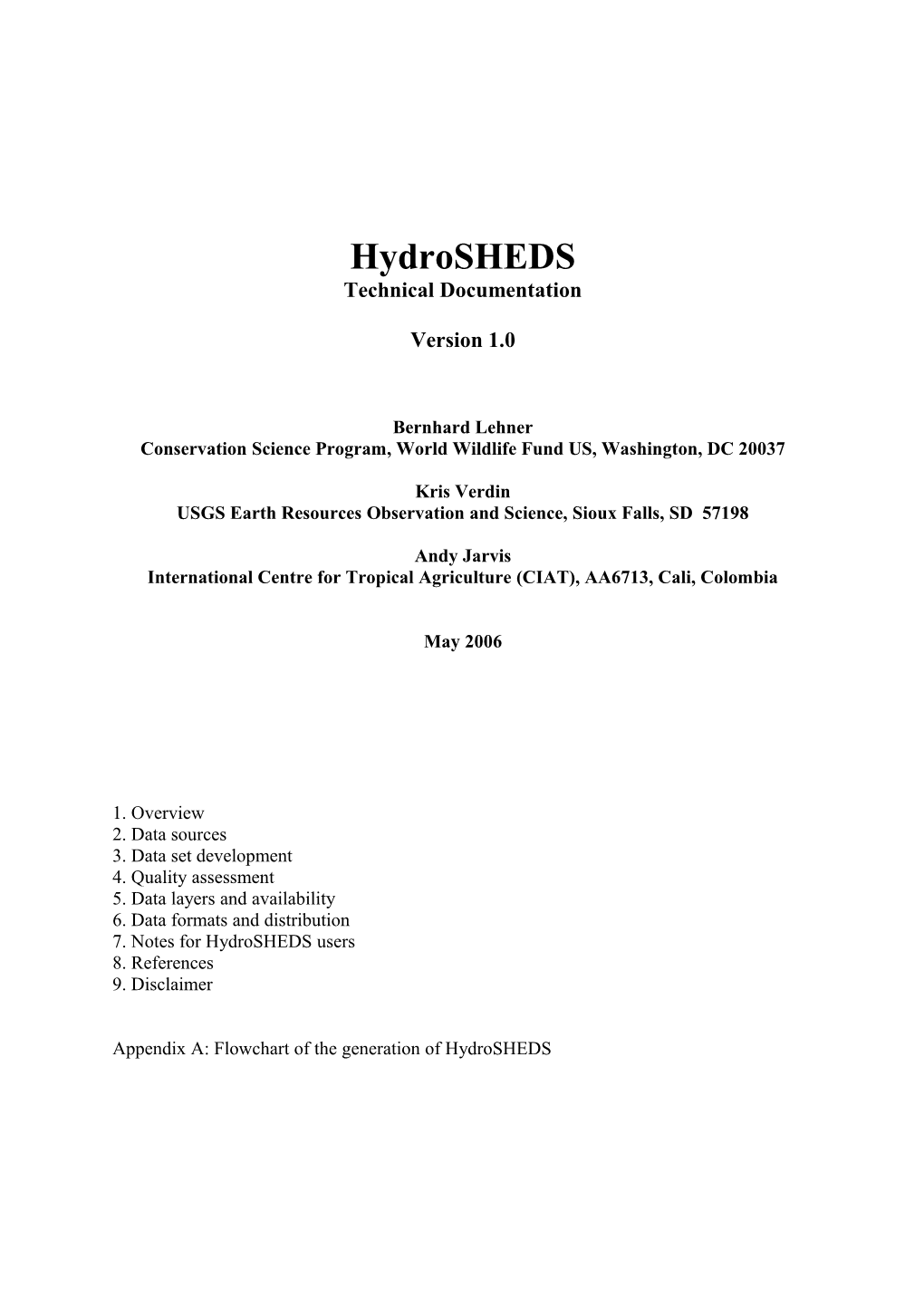 Hydrosheds Technical Documentation