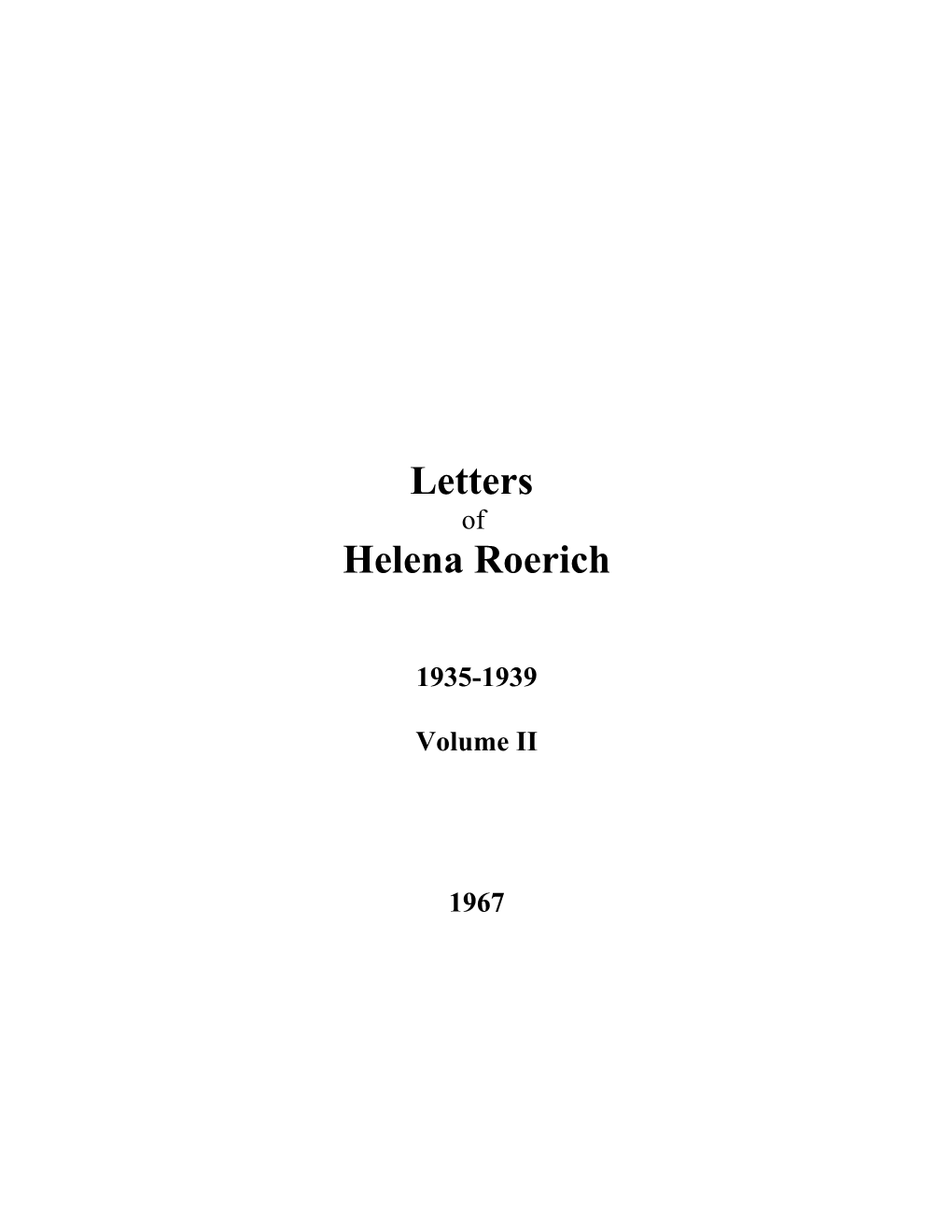 Letters of Helena Roerich II