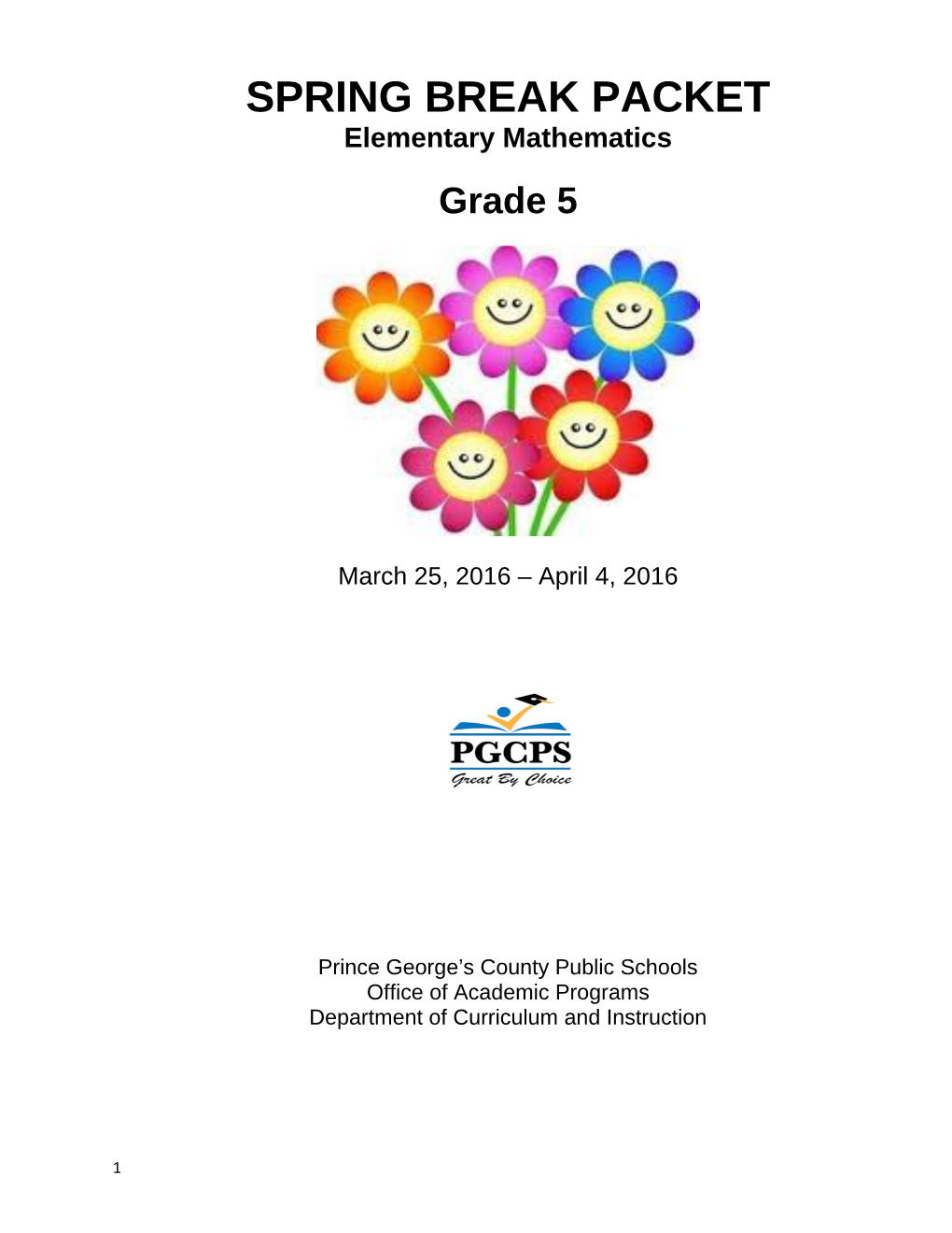 Spring Break Census Packet