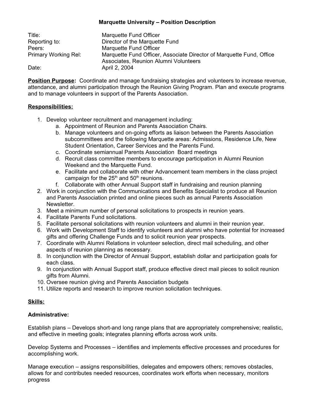 United Performing Arts Fund Position Description