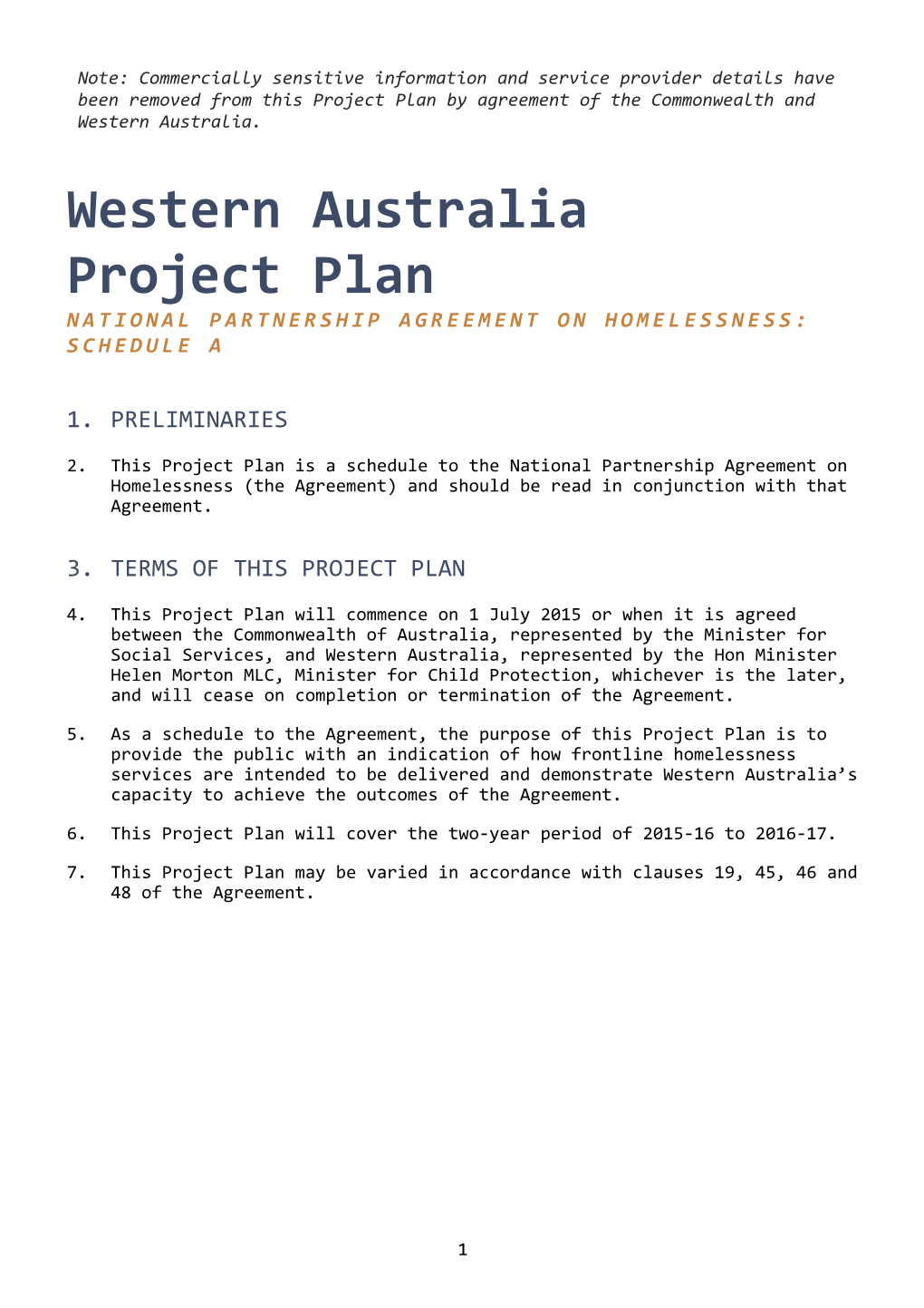 Western Australia Project Plan