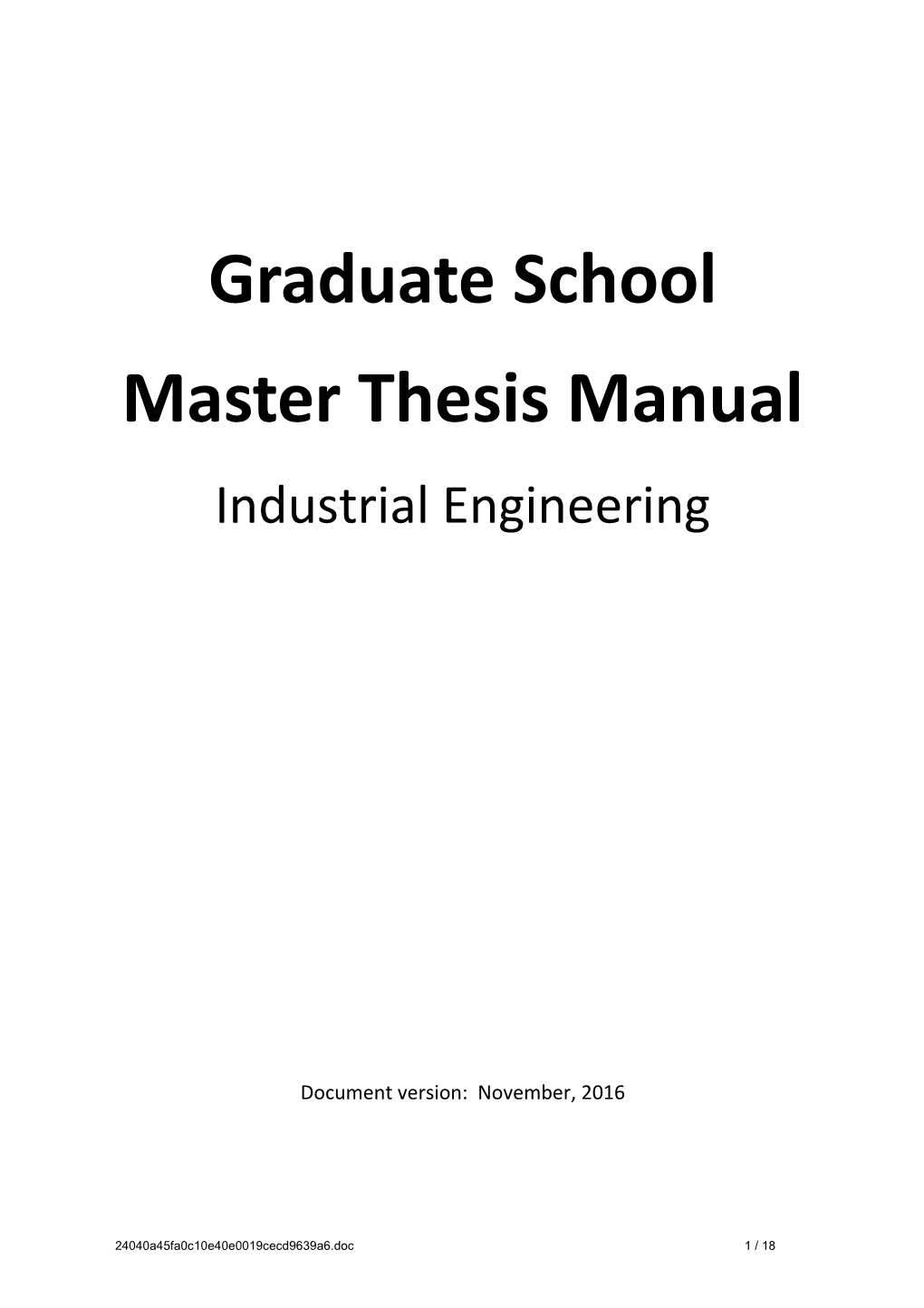 Master Thesis Manual
