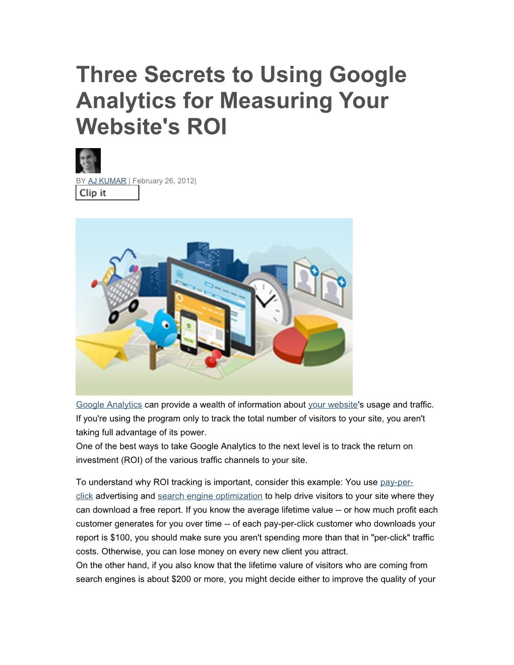 Three Secrets to Using Google Analytics for Measuring Your Website's ROI