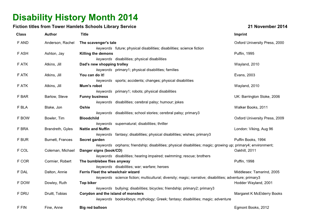 Disability History Month 2014