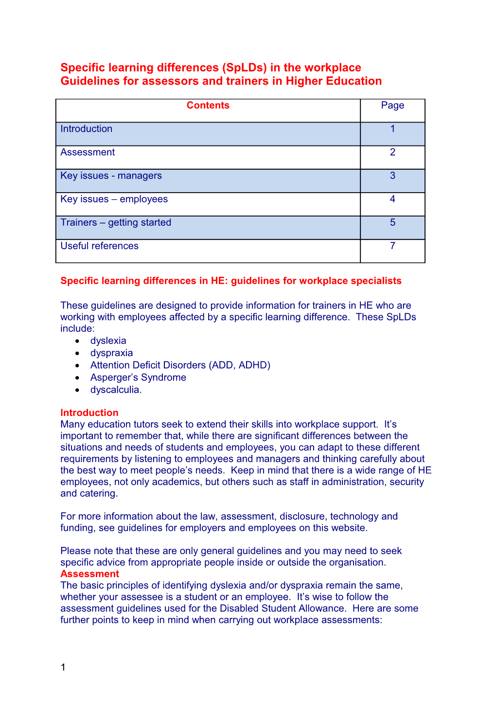 Specific Learning Differences (Splds) in the Workplace