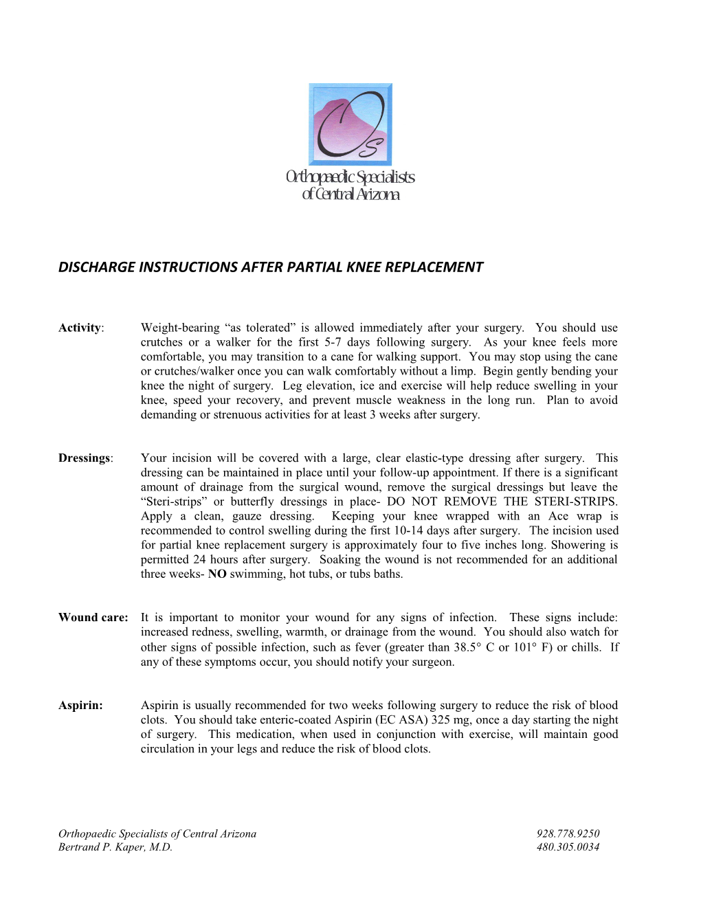 Discharge Instructions After Partial Knee Replacement