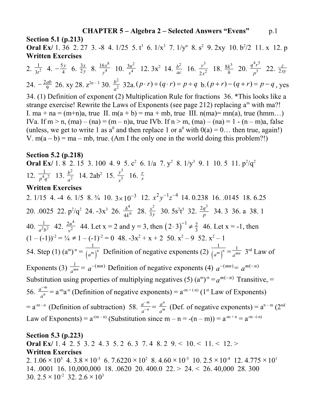 CHAPTER 7 Selected Answers Evens