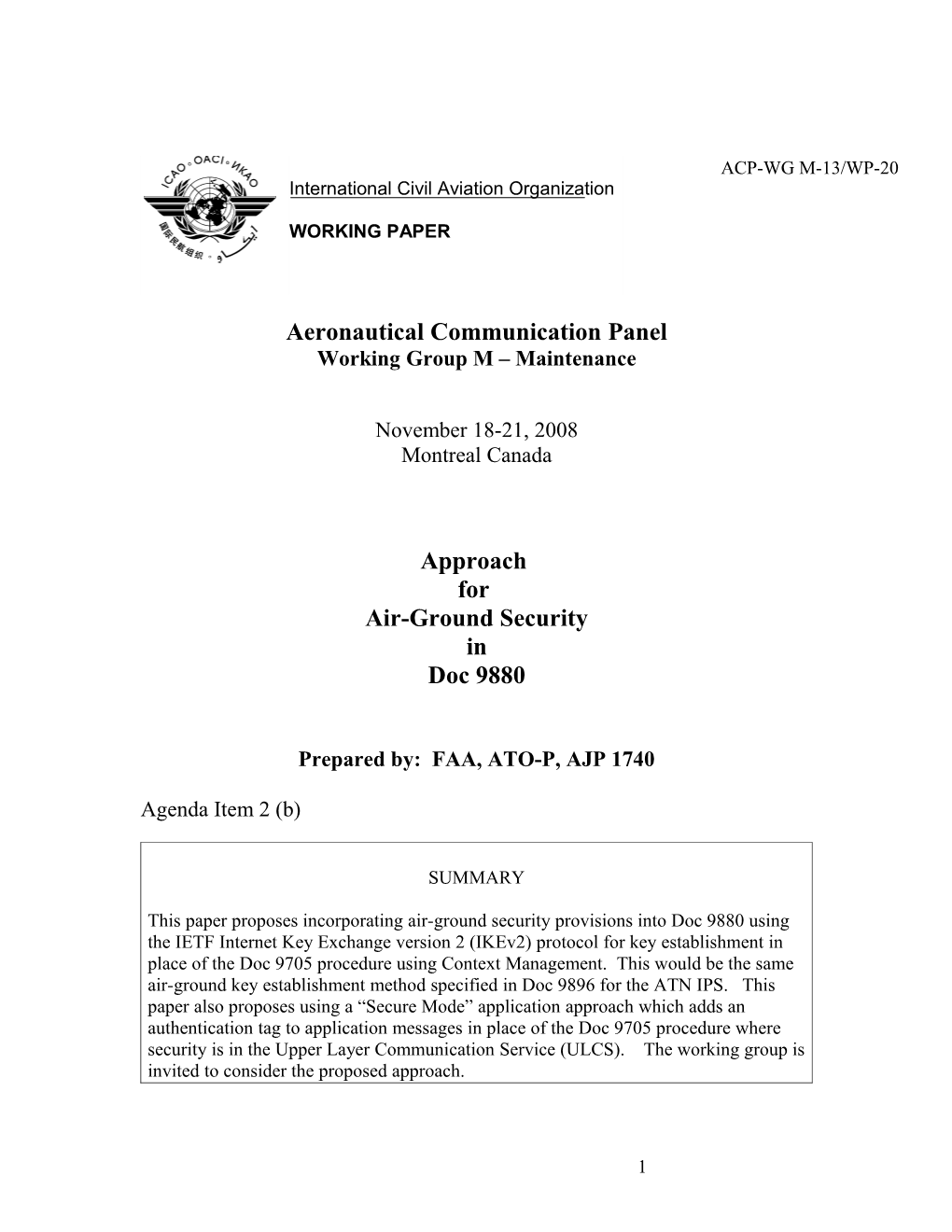 Approach for Air-Ground Security in Doc 9880