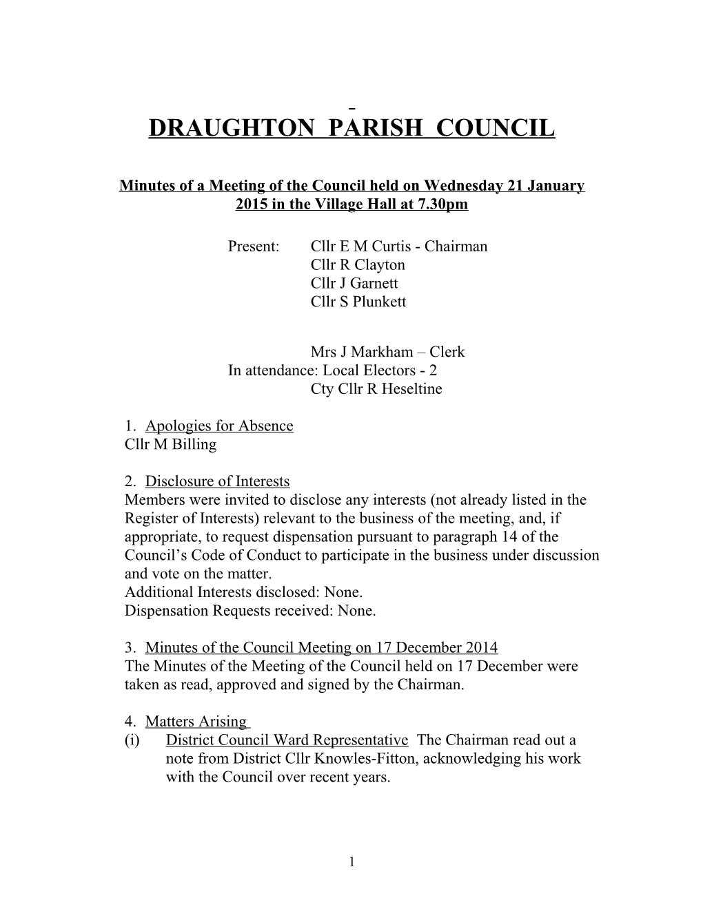 Draughton Parish Council