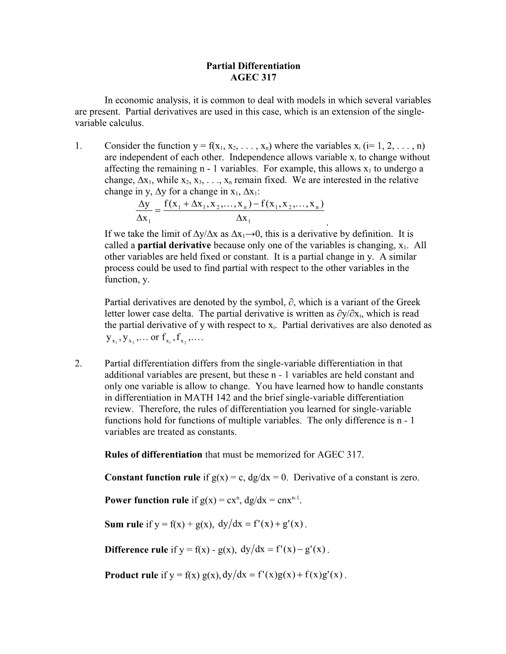 Partial Differentiation