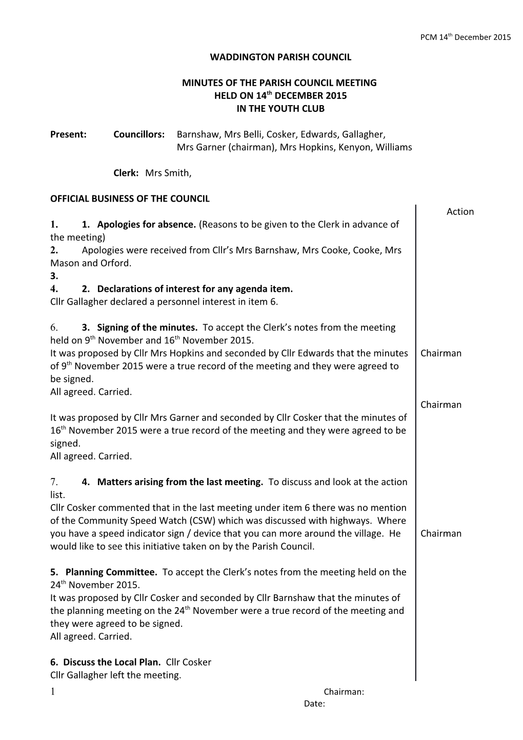Minutes of the Parish Council Meeting s6