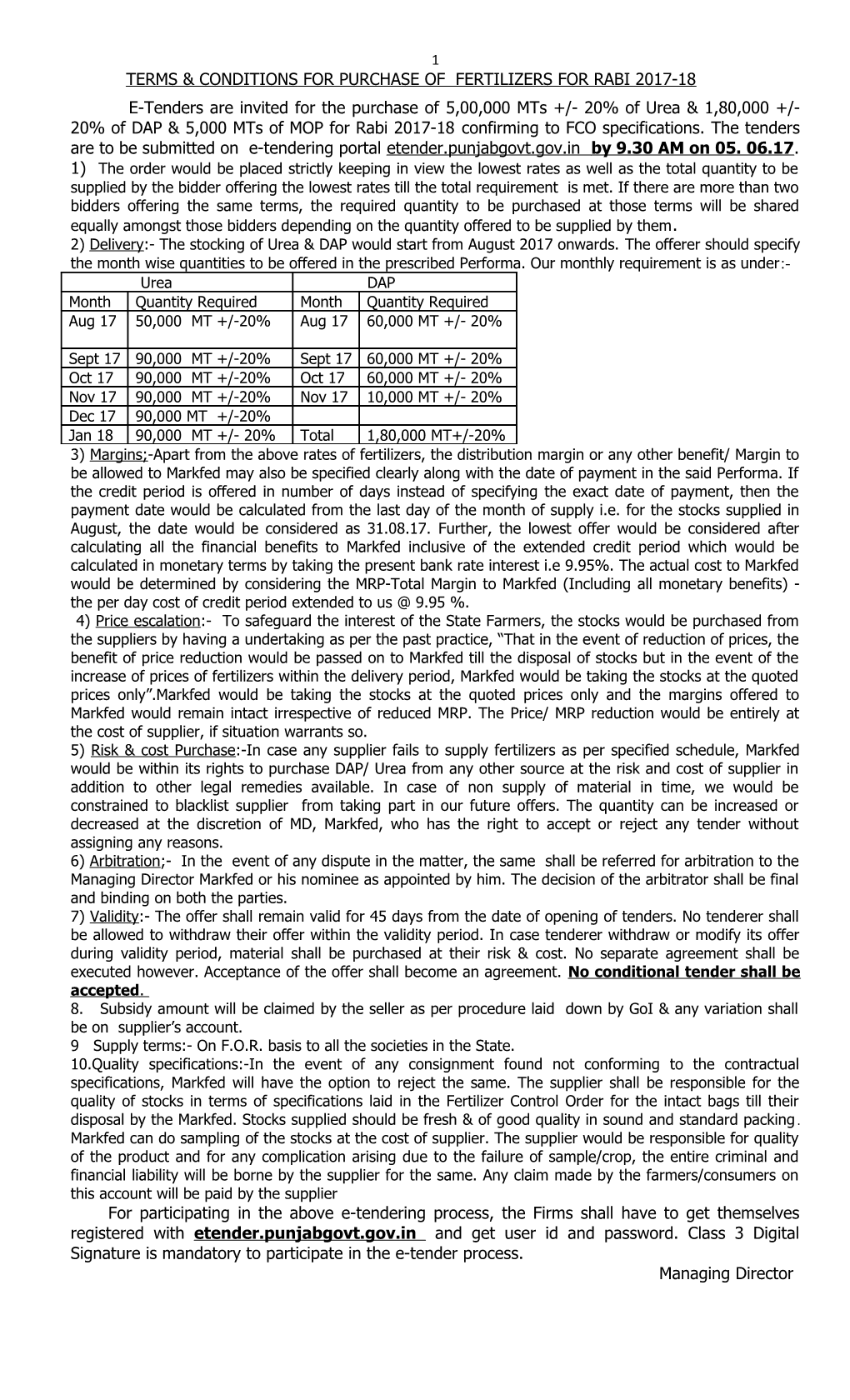 Short Tender Notice s1