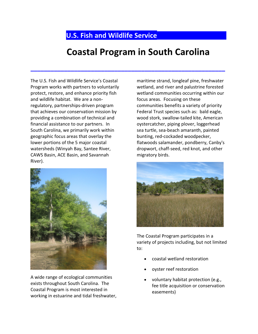 Coastal Program in South Carolina