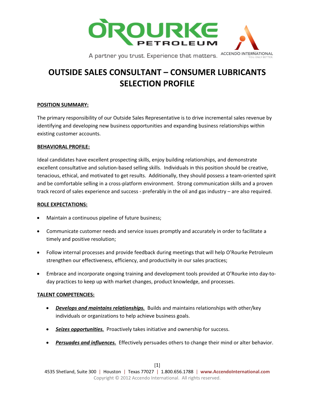Outside Sales Consultant Consumer Lubricants