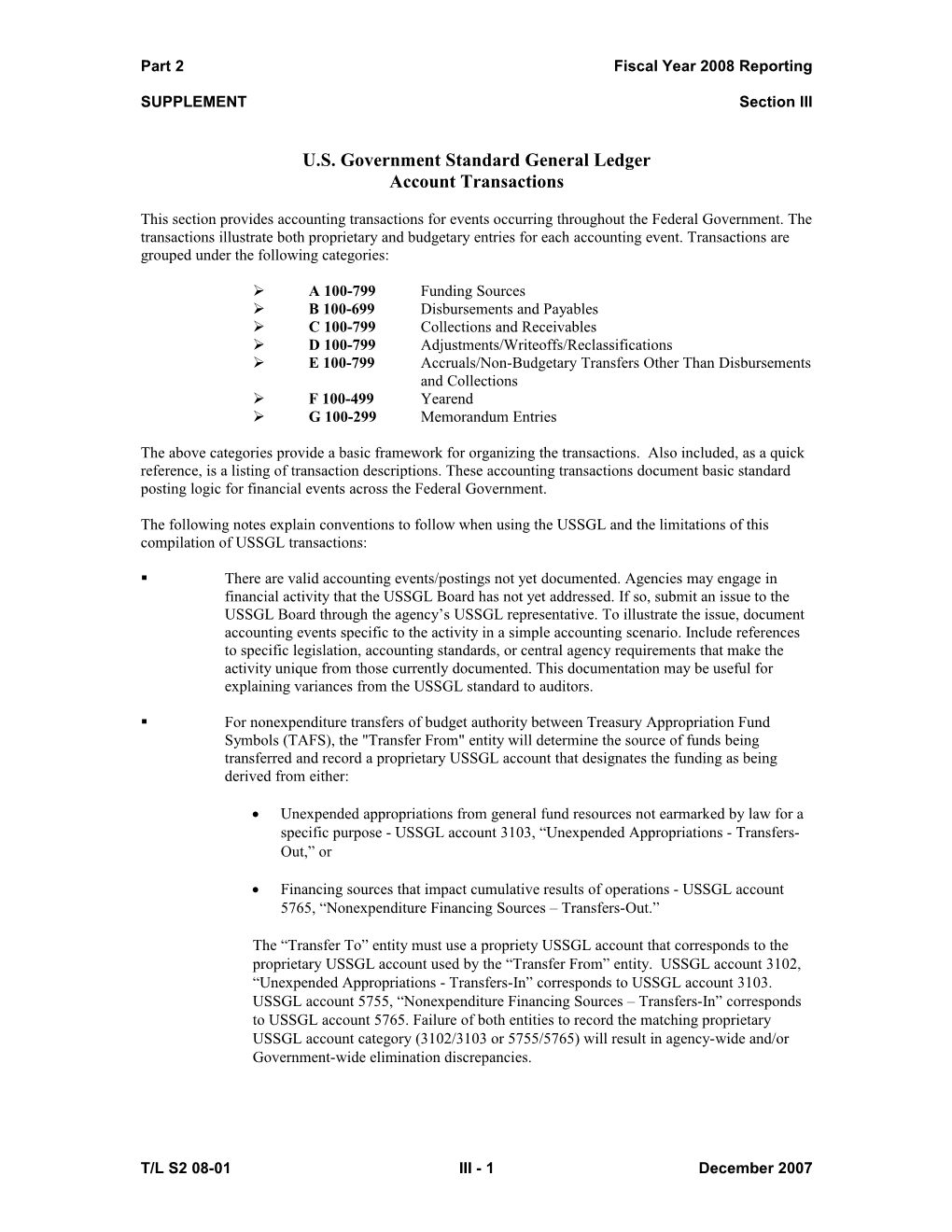 U.S. Government Standard General Ledger