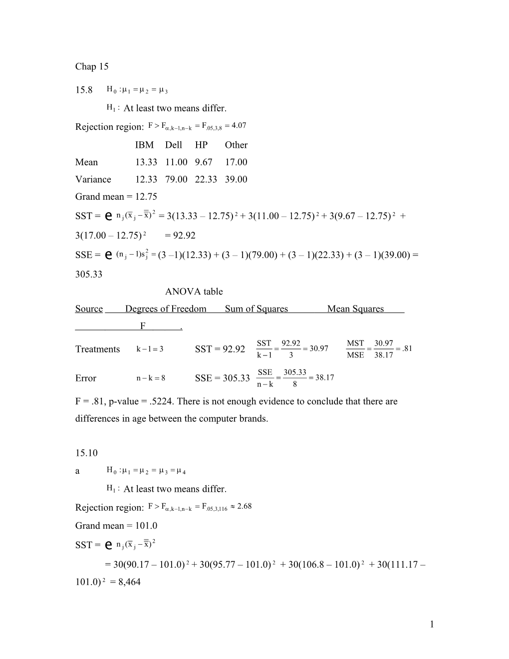 Source Degrees of Freedomsum of Squares Mean Squares F