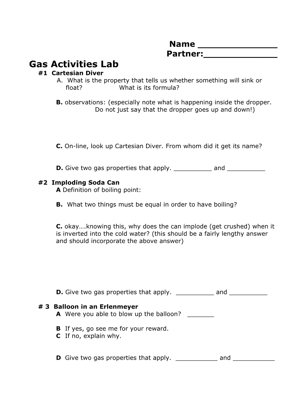 Gas Activities Lab