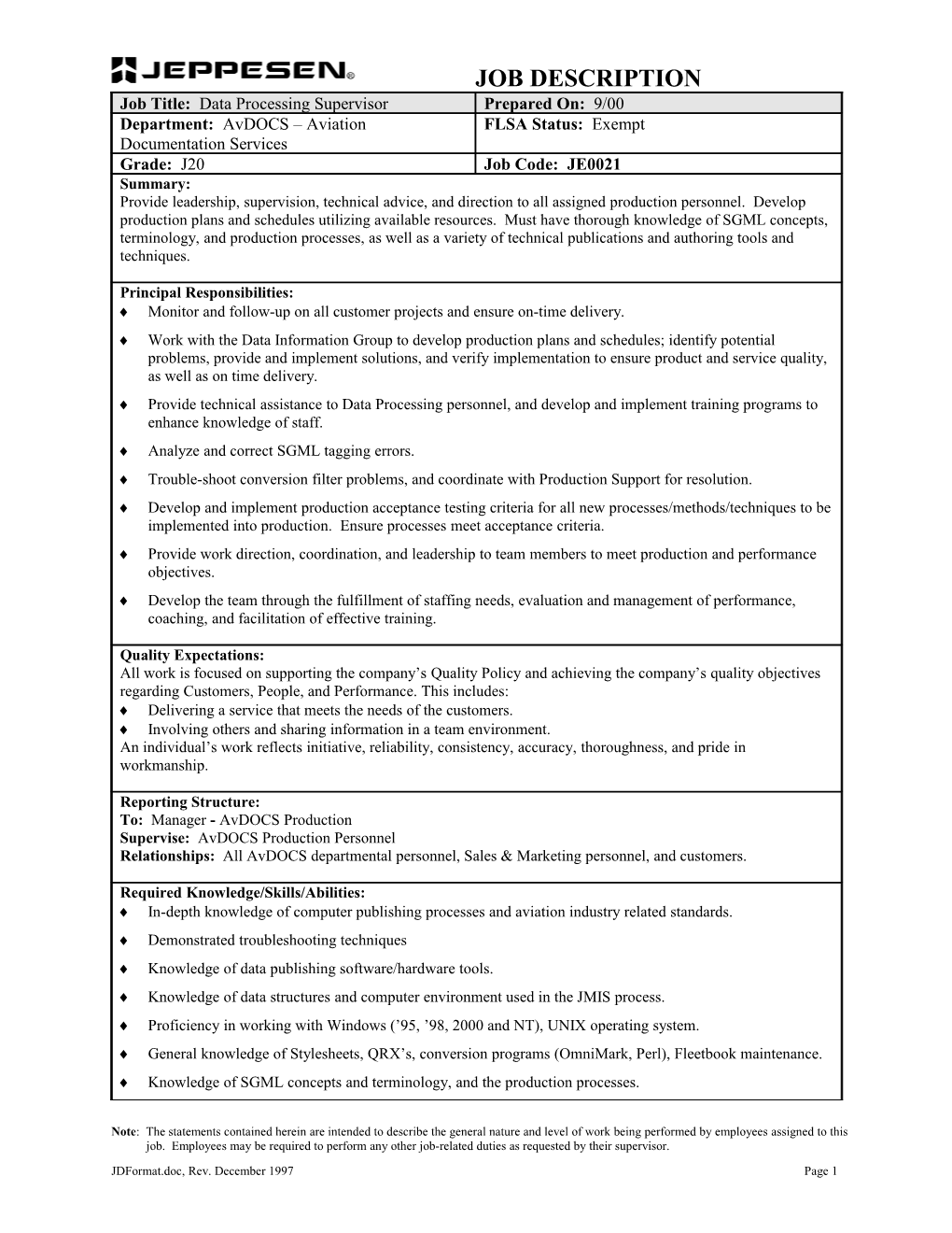 Education/Experience Requirements