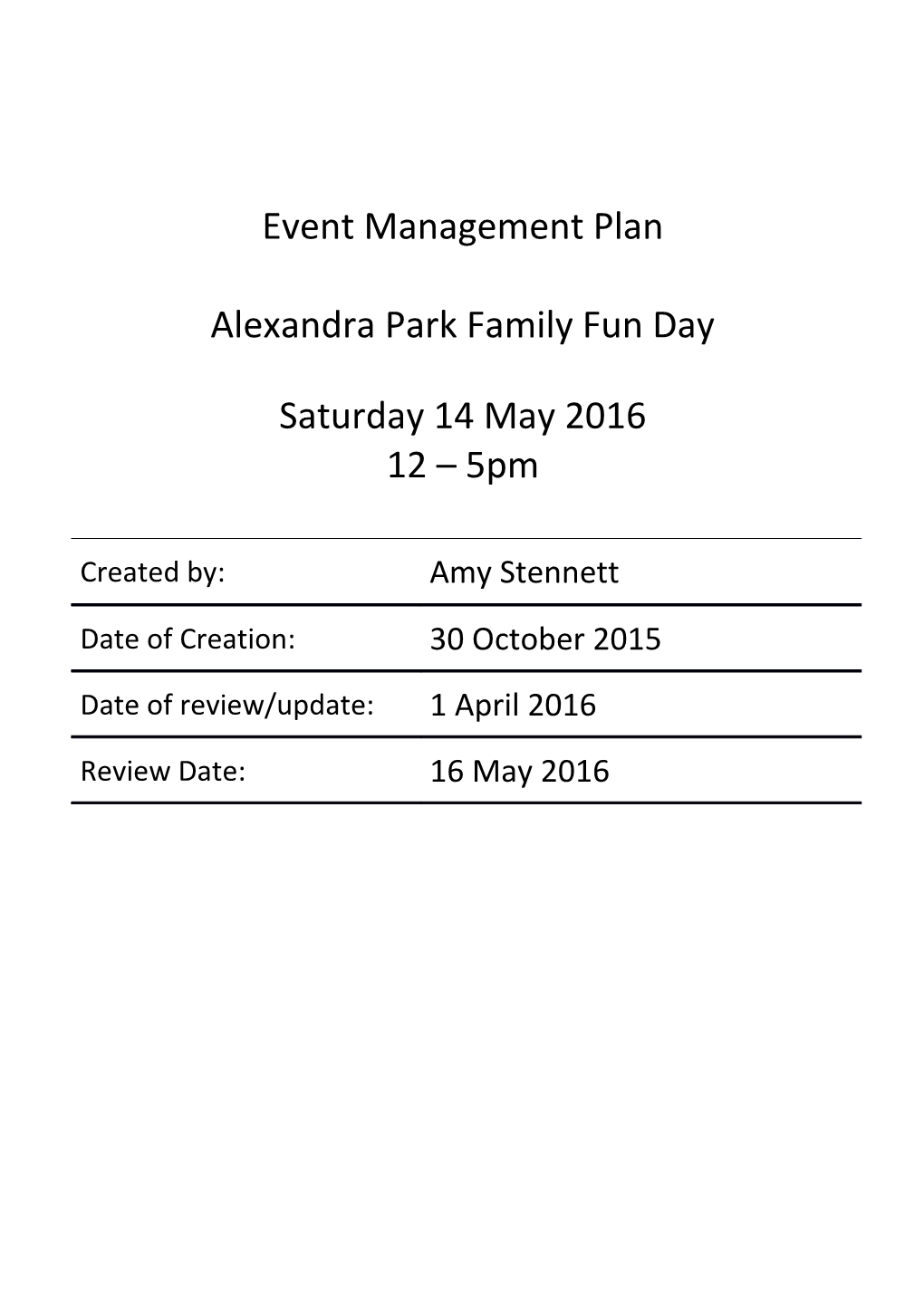 Event Management Plan s1