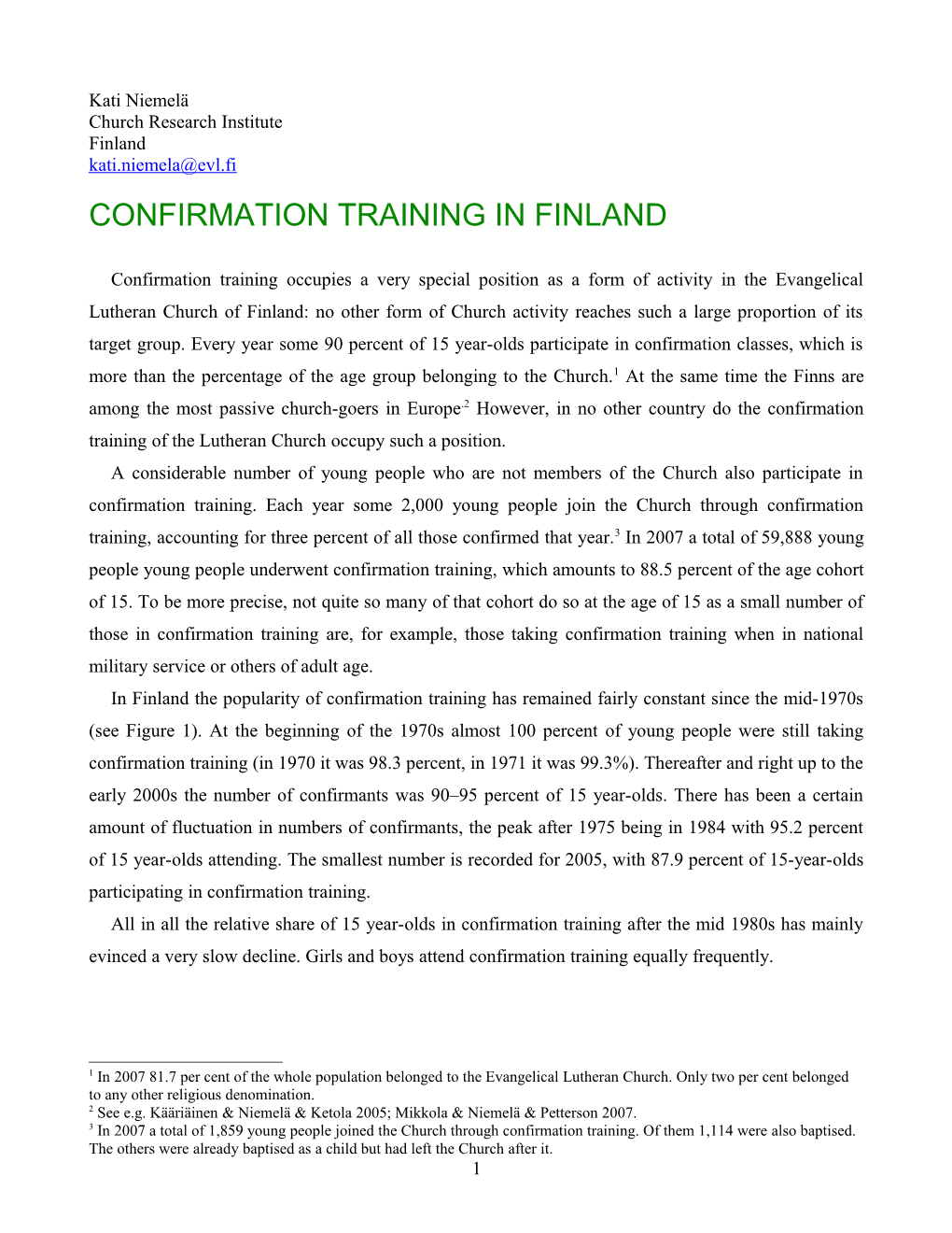 Confirmation Training in Finland