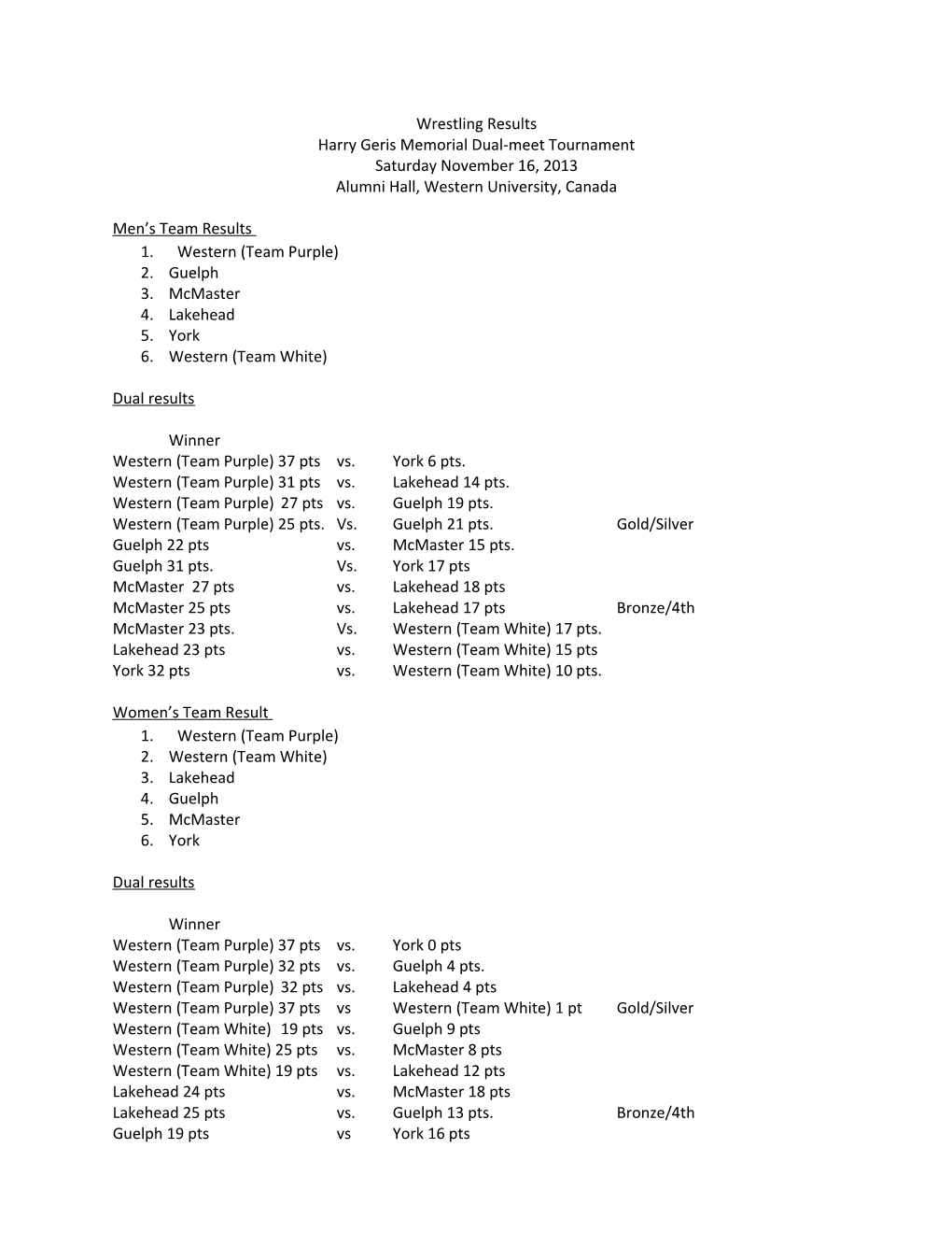 Harry Geris Memorial Dual-Meet Tournament