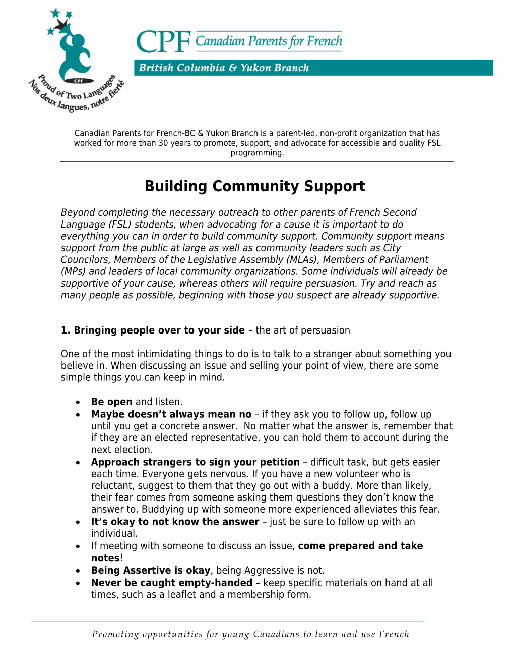 Building Community Support