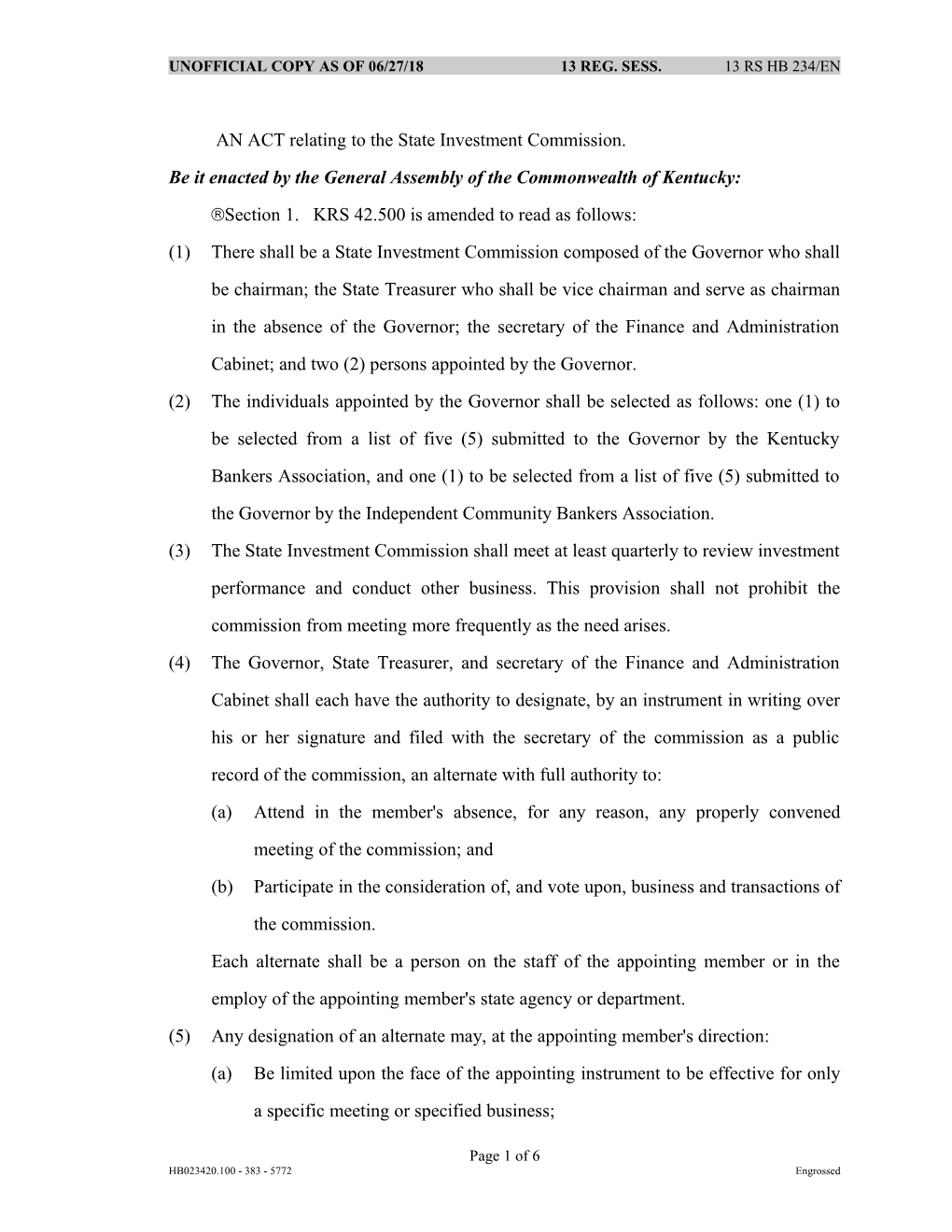 AN ACT Relating to the State Investment Commission