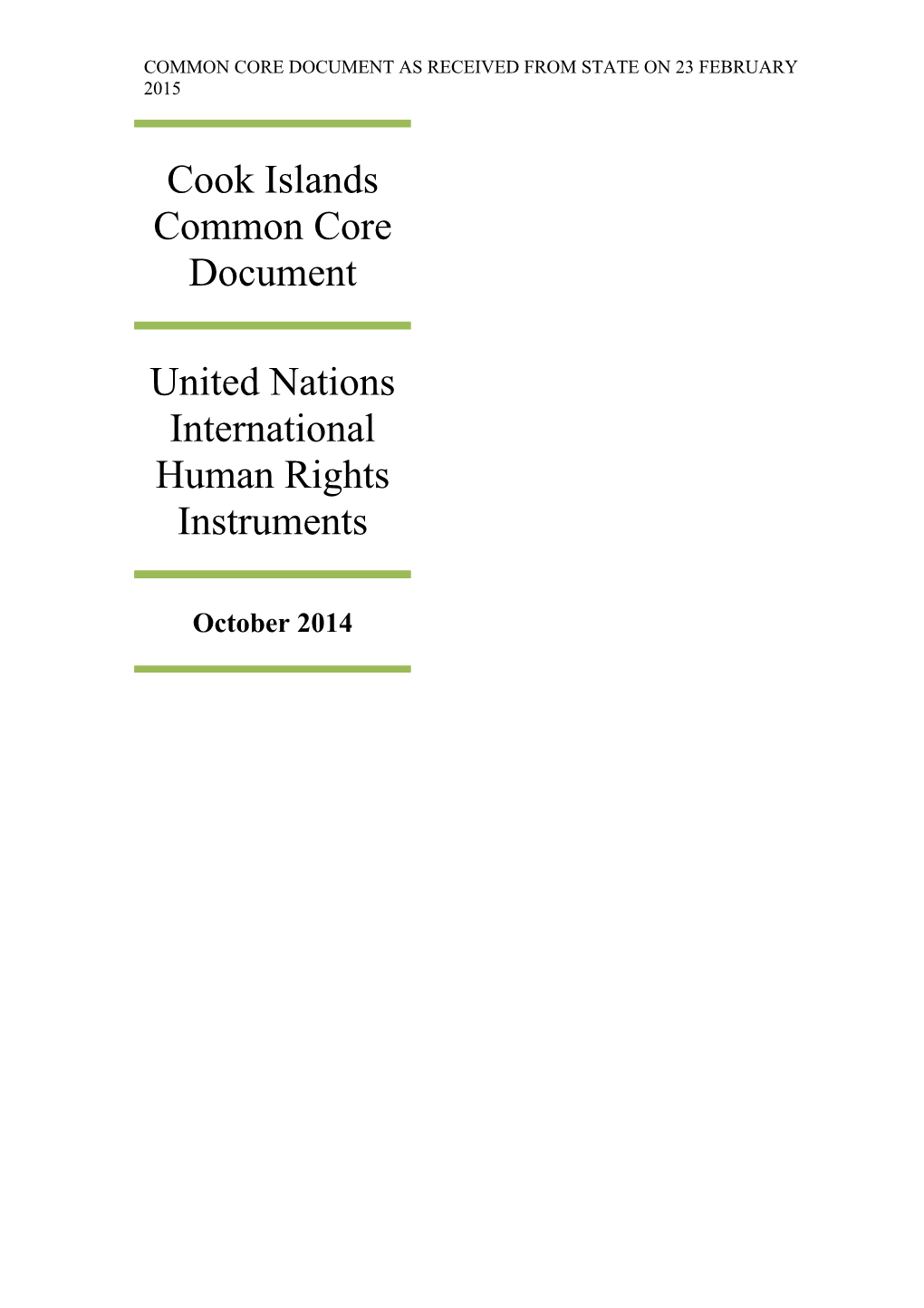 Cook Islands Common Core Document