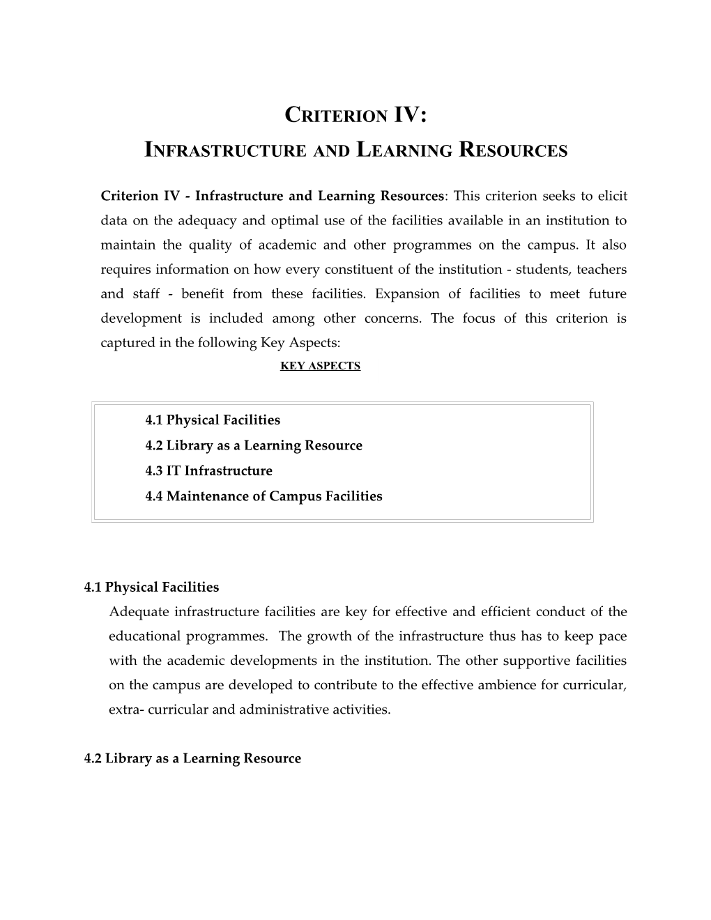 Infrastructure and Learning Resources