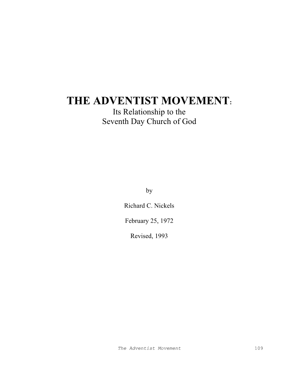 The Adventist Movement