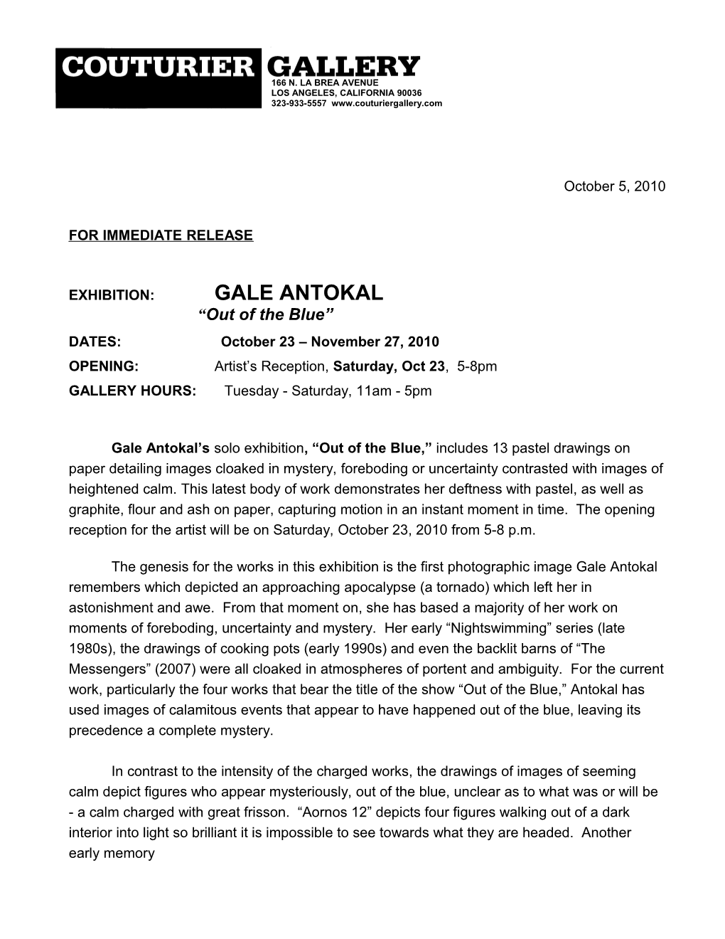 Antokal out of the Blue Press Release / Page 2 of 2