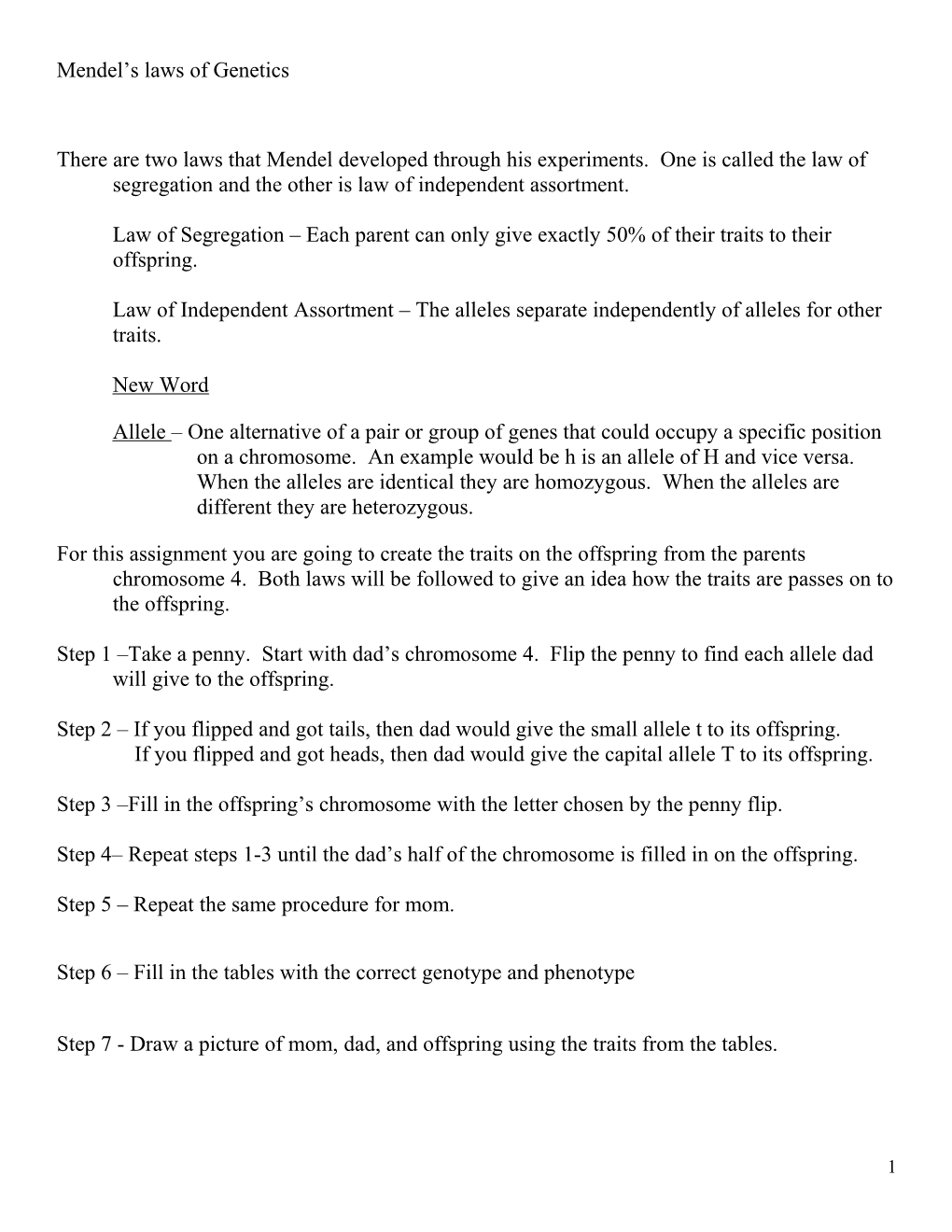 Mendel S Laws of Genetics