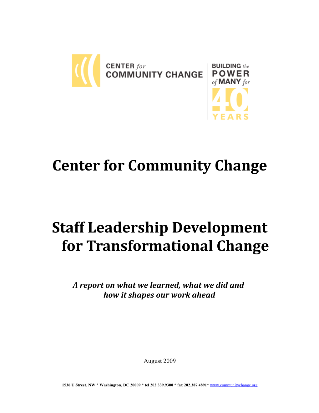 Center for Community Change Staff Leadership Pilot Project