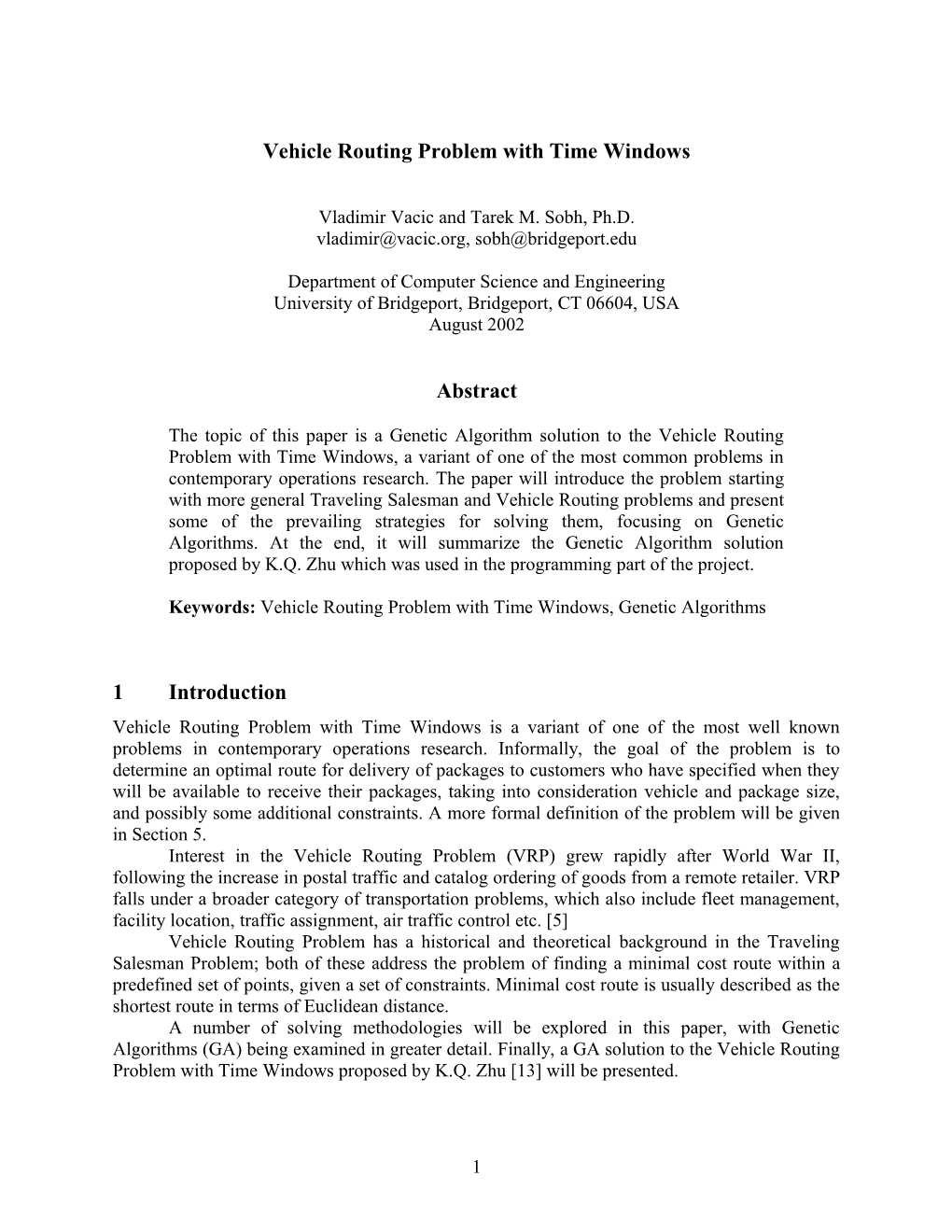 Vehicle Routing Problem with Time Windows