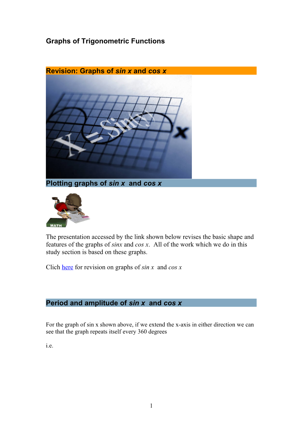 Graphs of Trigonometric Functions