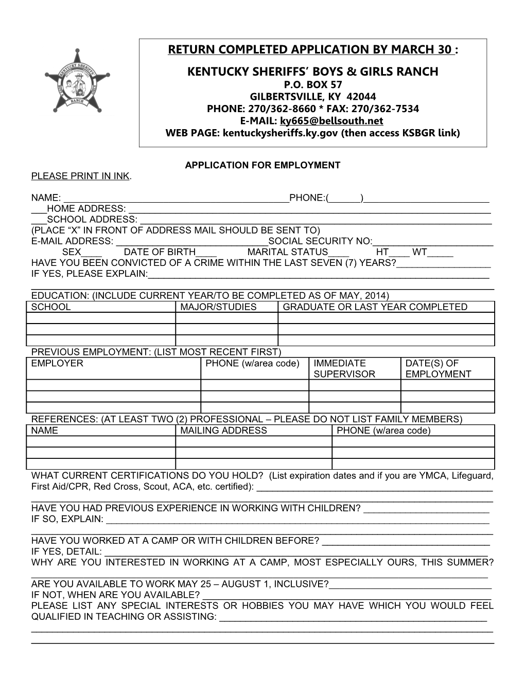 Application for Employment s105
