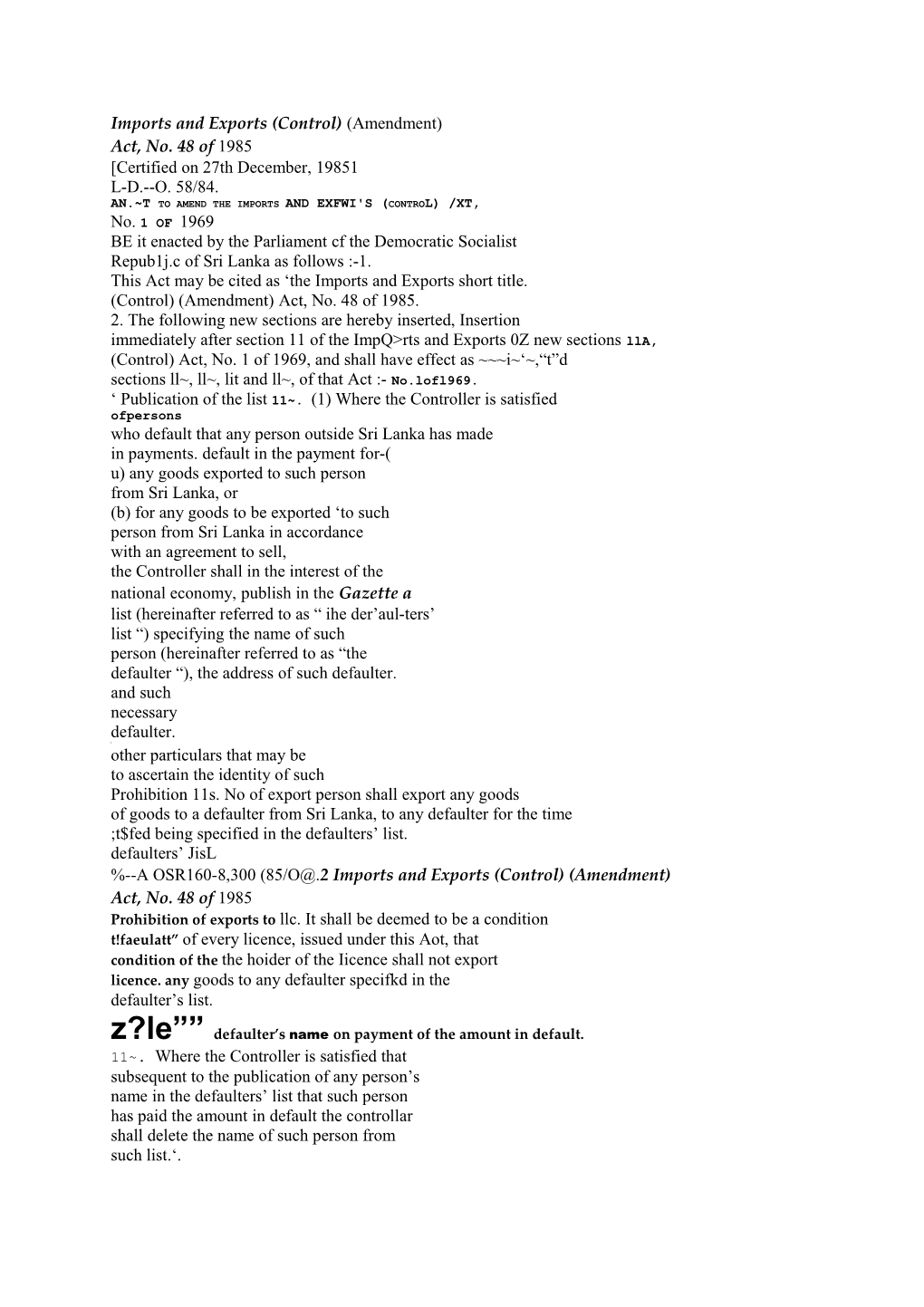 Imports and Exports (Control) (Amendment)