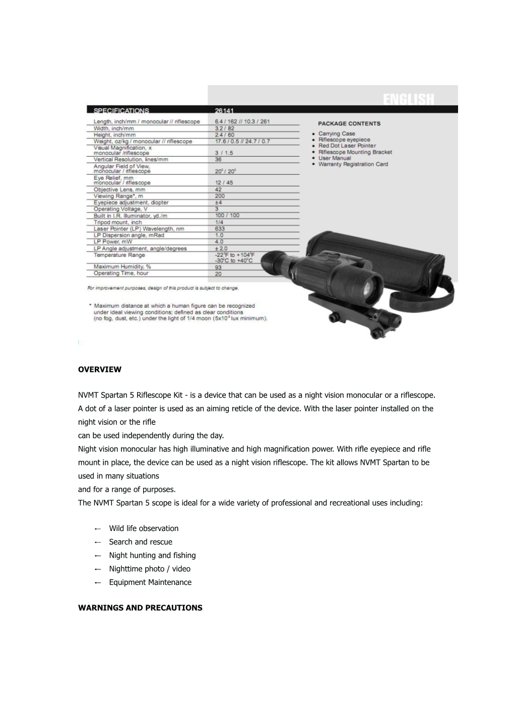 NVMT Spartan 5 Riflescope Kit - Is a Device That Can Be Used As a Night Vision Monocular