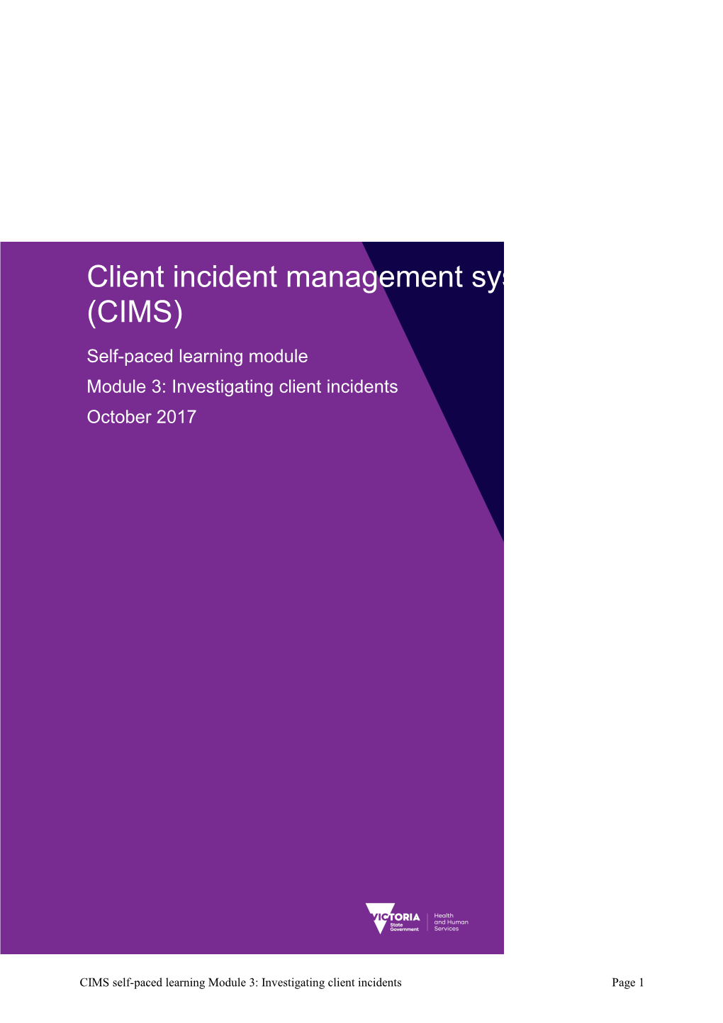 CIMS Learning Module 3 - Investigating Client Incidents