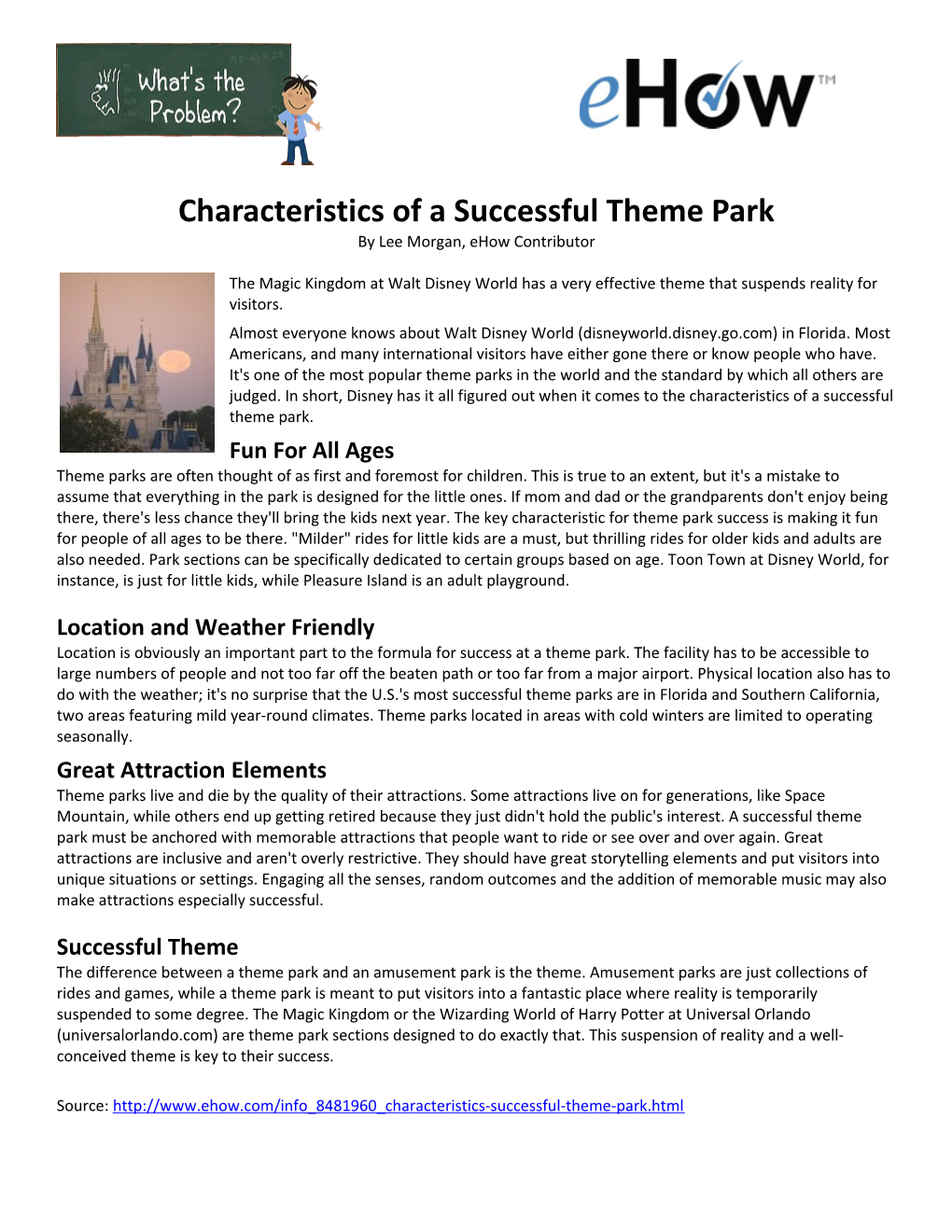 Characteristics of a Successful Theme Park