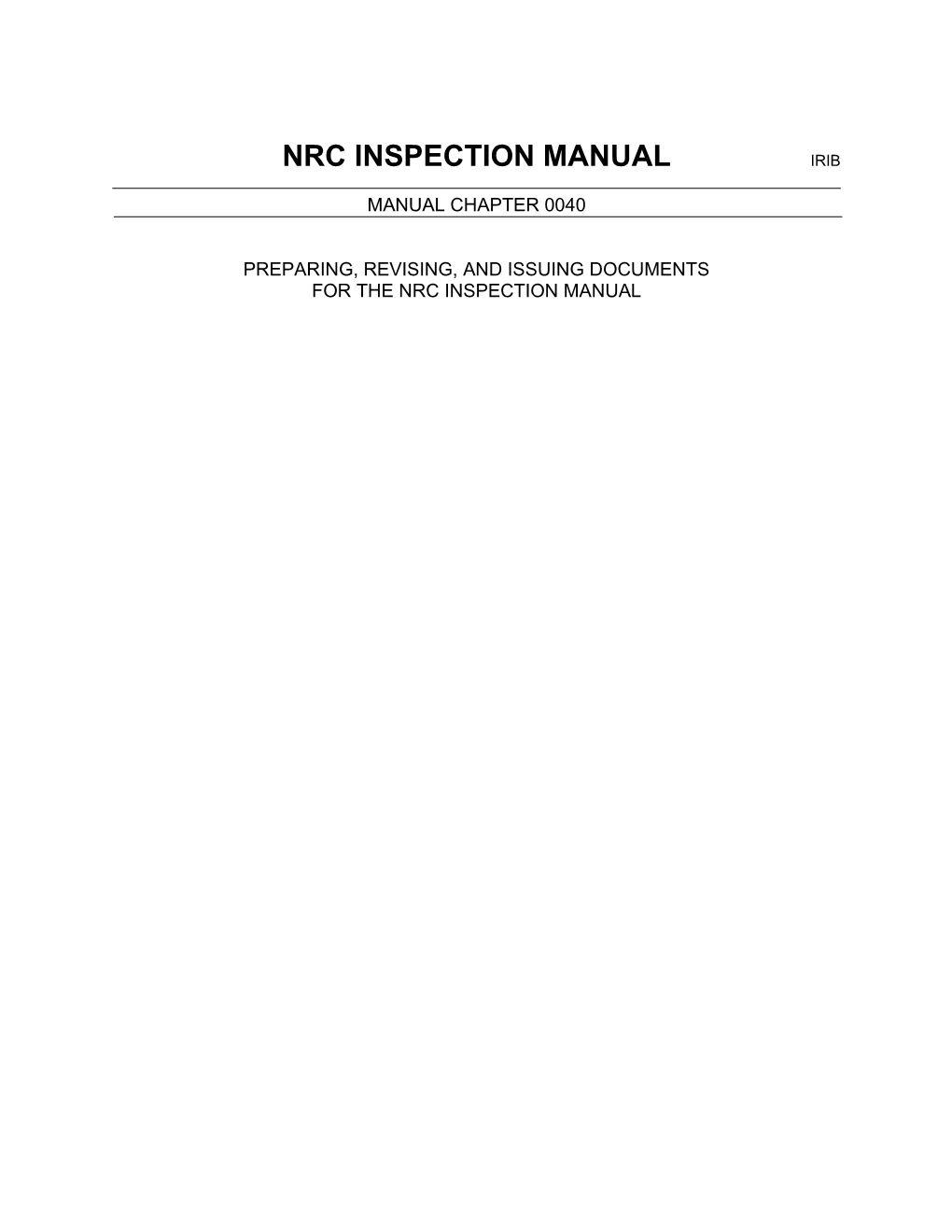 Nrc Inspection Manual Irib