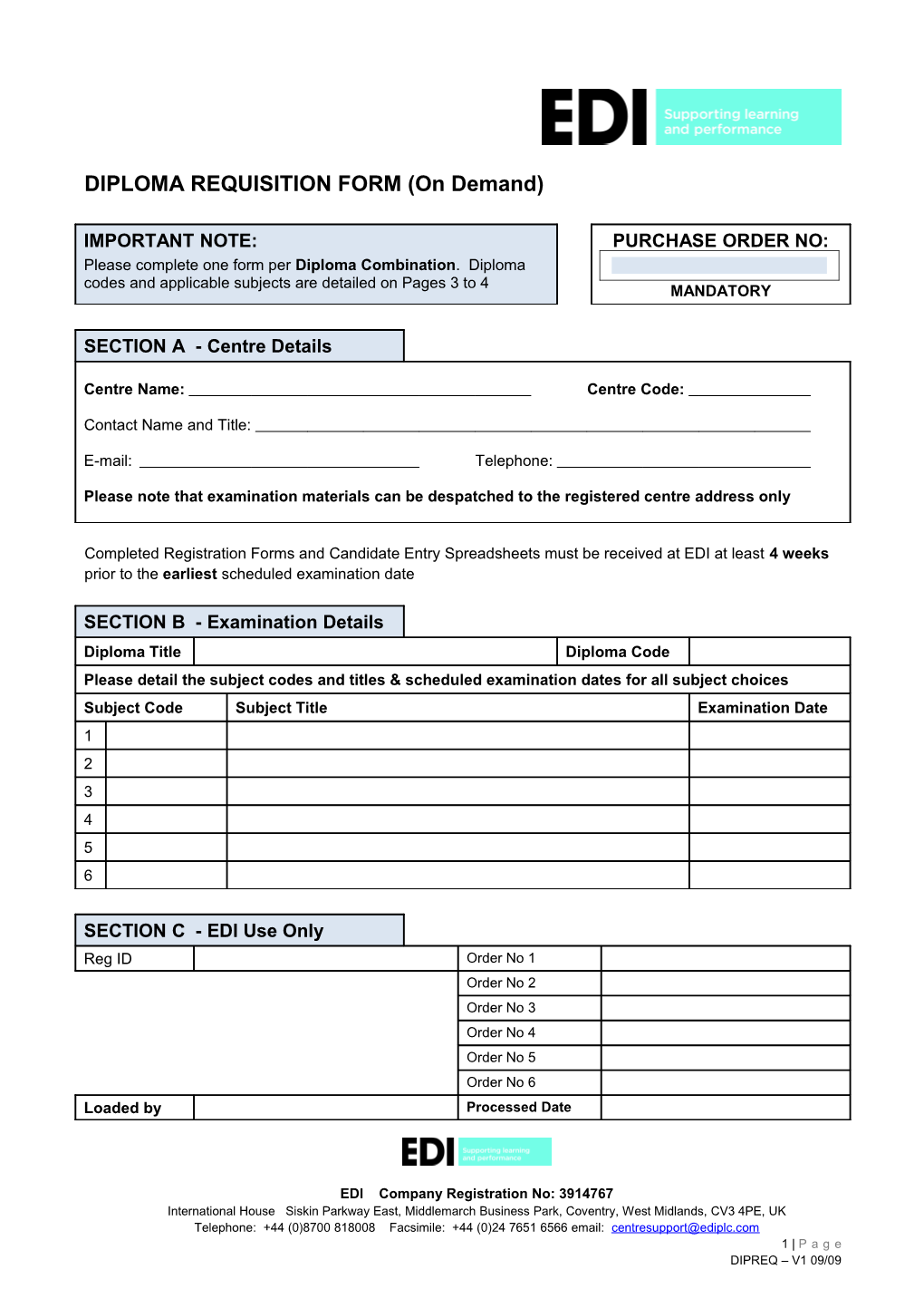 DIPLOMA REQUISITION FORM (On Demand)